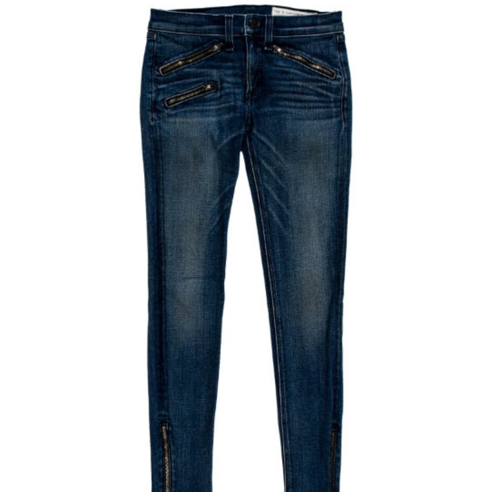 Rag & Bone Multi Zipper Cropped Jeans in Oil Stain